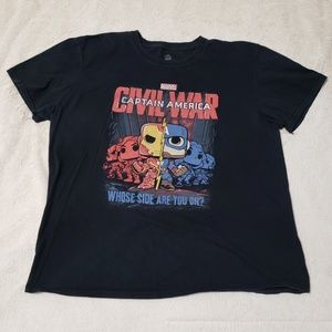 Funko Tops - Funko Pop! Civil War Iron Man Cap America Tee Funko Tops - Funko Pop! Civil War Iron Man Cap America Tee